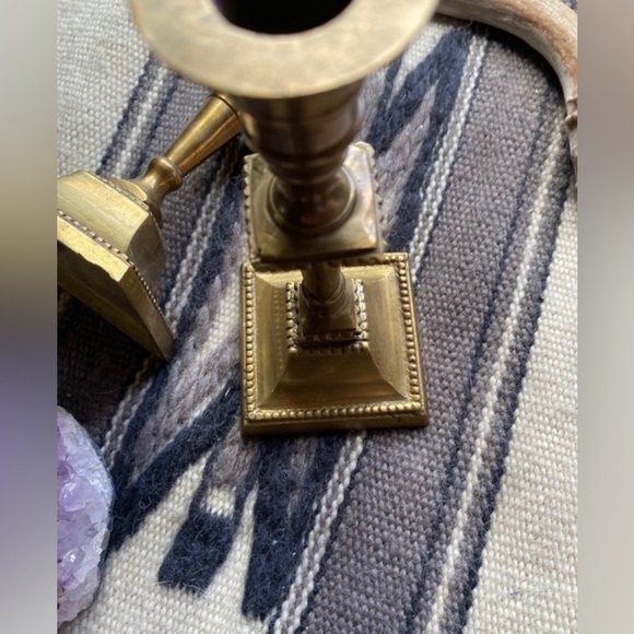 Mid Century Solid Brass Etched Tapered Candlesticks set! - Picture 4 of 6